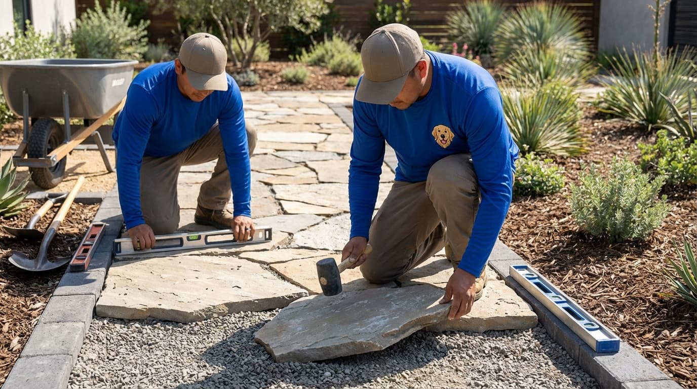 How to Build a Flagstone Walkway with Paver Edging